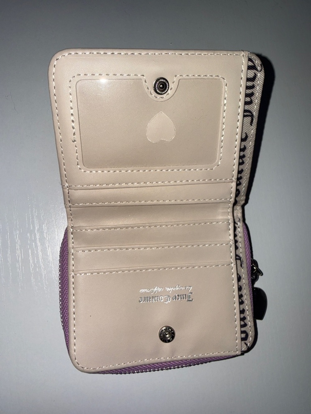 Juicy Couture Lavender Embossed Zip Wallet with Crystal JC Accent - Picture 3 of 5